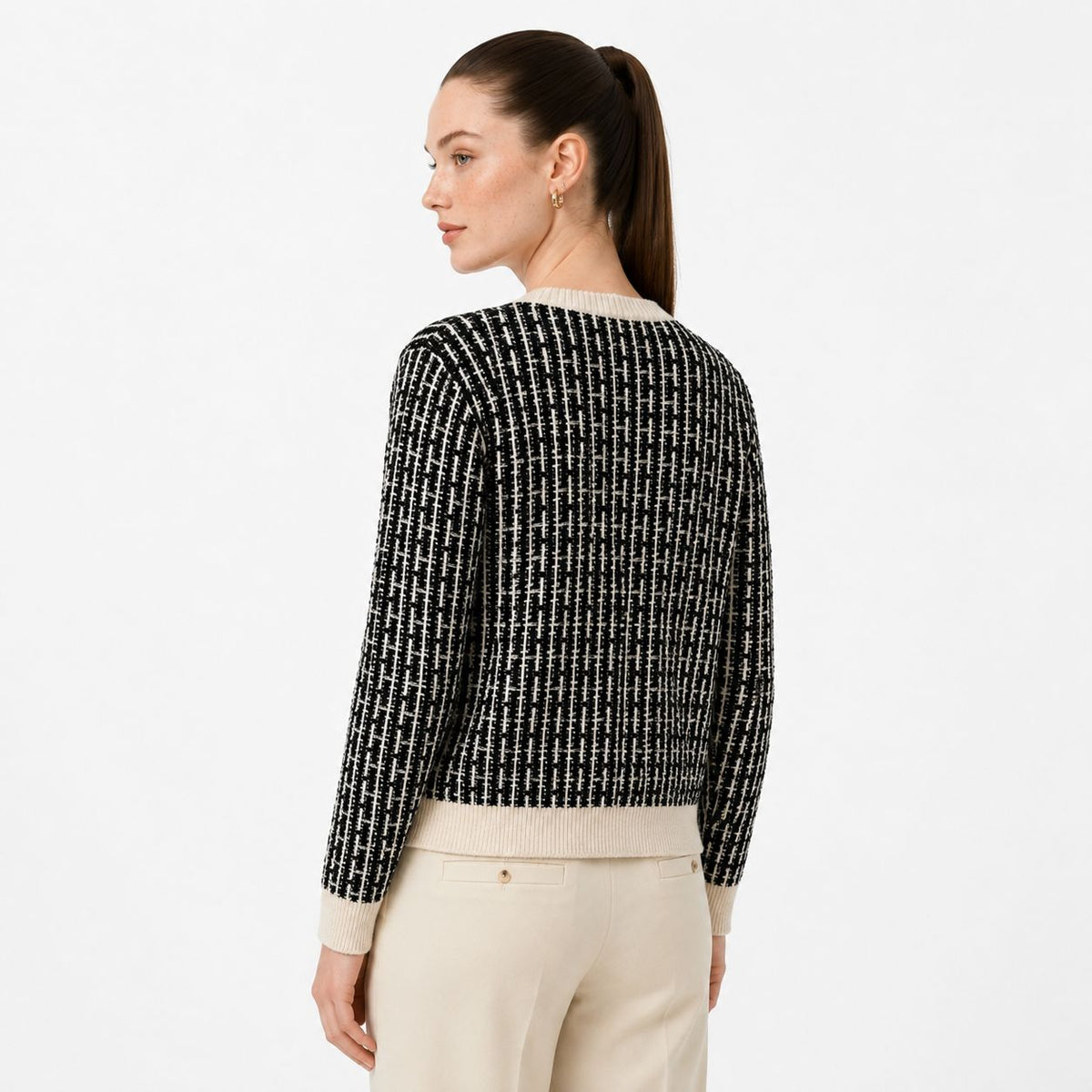 Clevora Textured Knit Tweed Style Cardigan