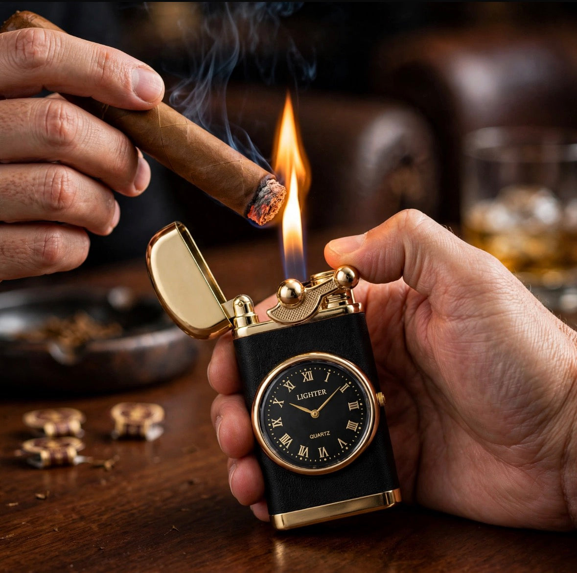 Clevora Top G Flame Black & Gold Alpha Lighter