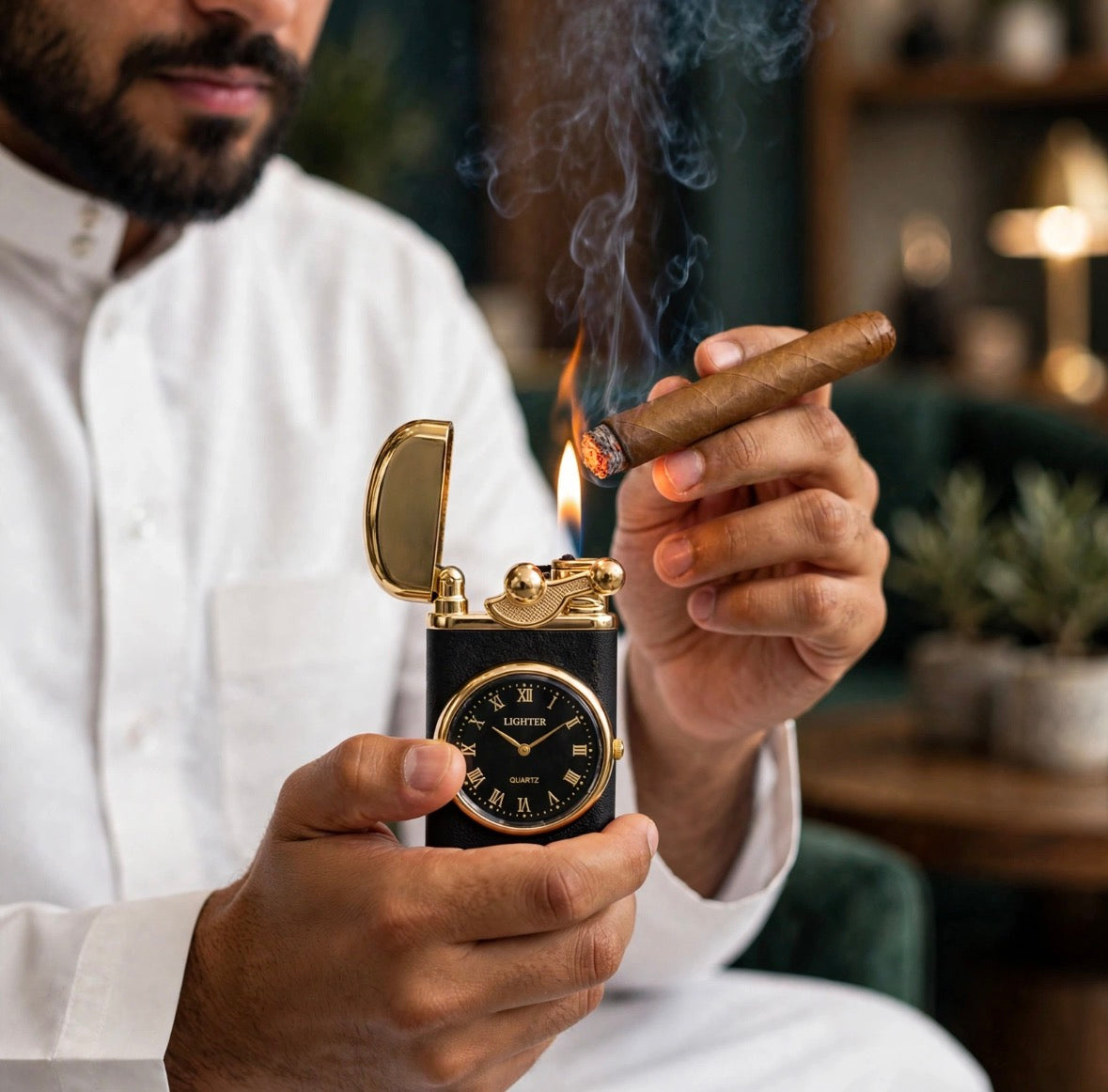 Clevora Top G Flame Black & Gold Alpha Lighter