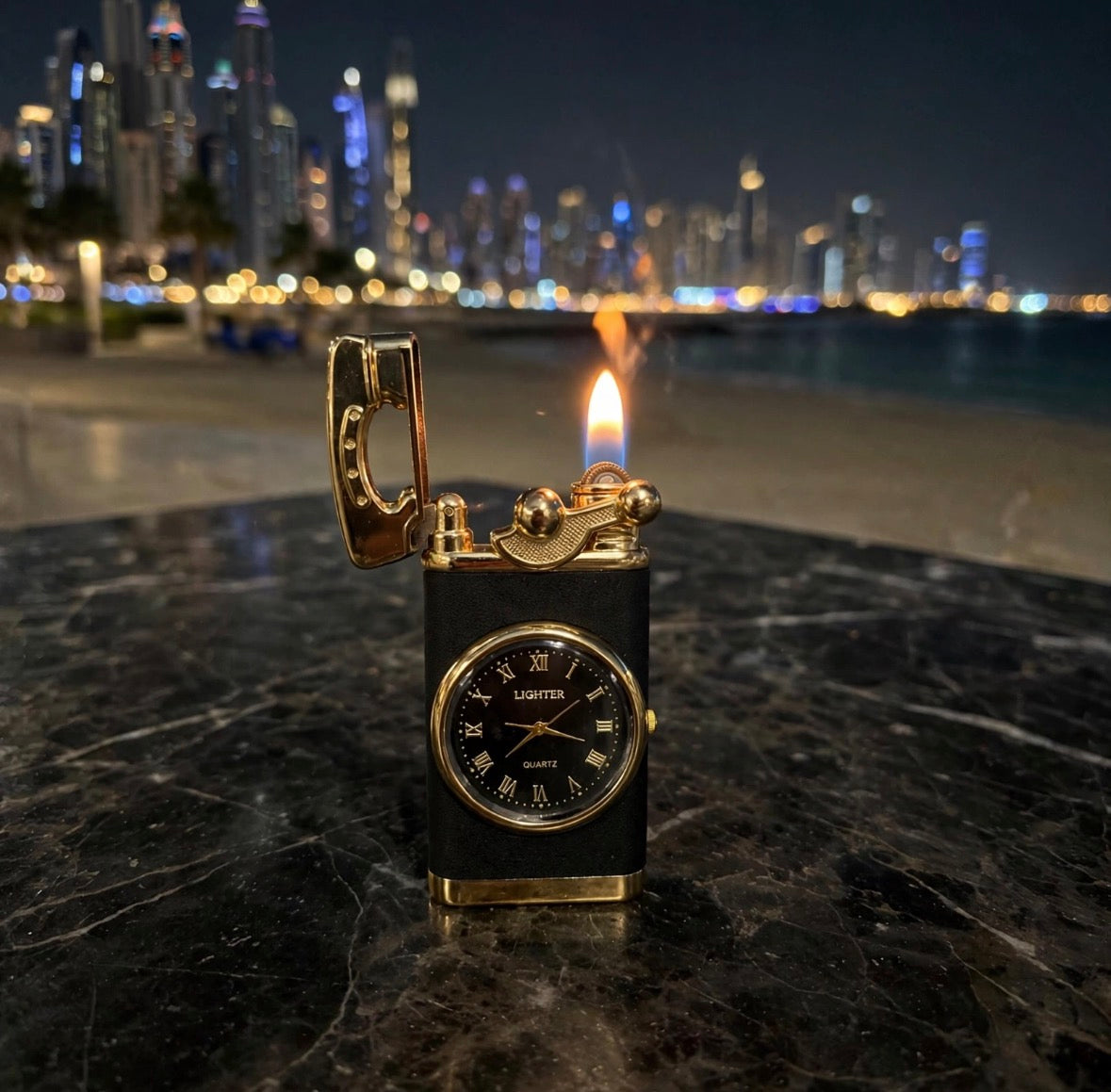 Clevora Top G Flame Black & Gold Alpha Lighter