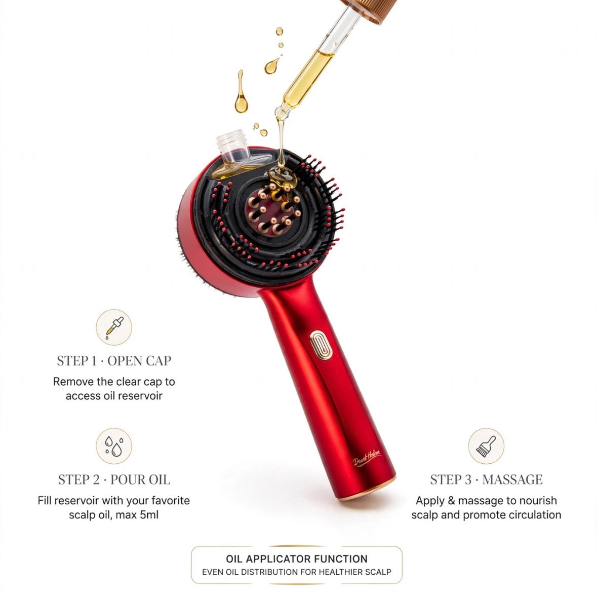 Clevora Scalp Massage Brush with Oil Applicator